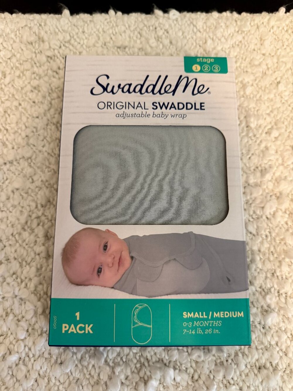 NIB SwaddleMe Infant Gray Unisex Swaddler Size 1 - S/M